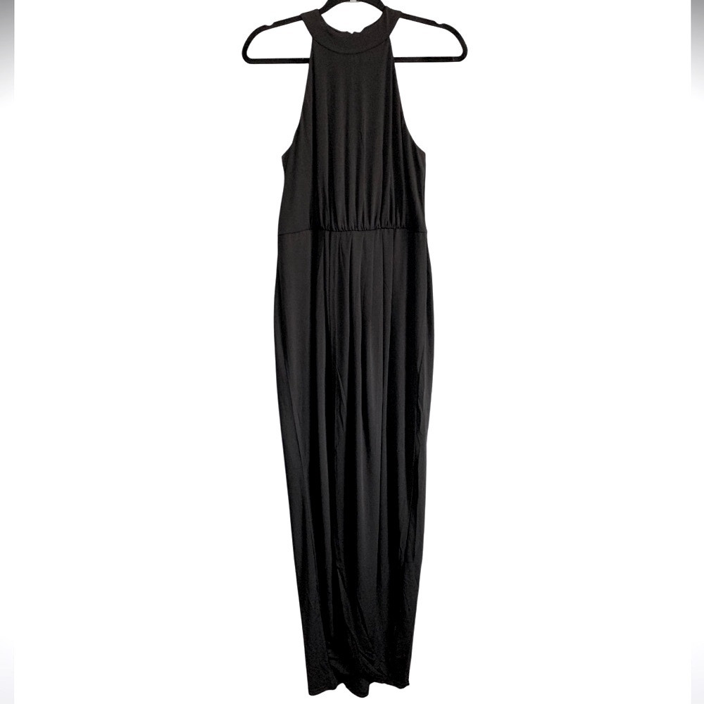 VENUS Halter Style Sleeveless Faux Wrap Front Maxi Dress